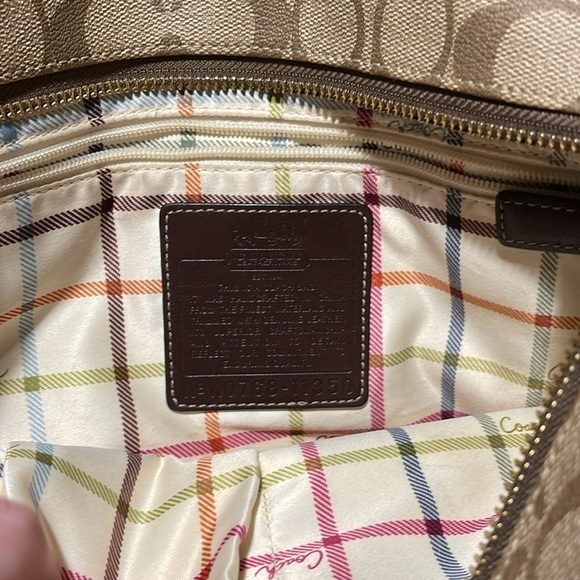 COACH Chelsea Heritage Stripe bag, beige and brown leather vintage - Picture 7 of 7